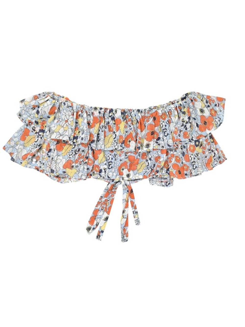 Alexis Adona Floral Chiffon Crop Top in BLue